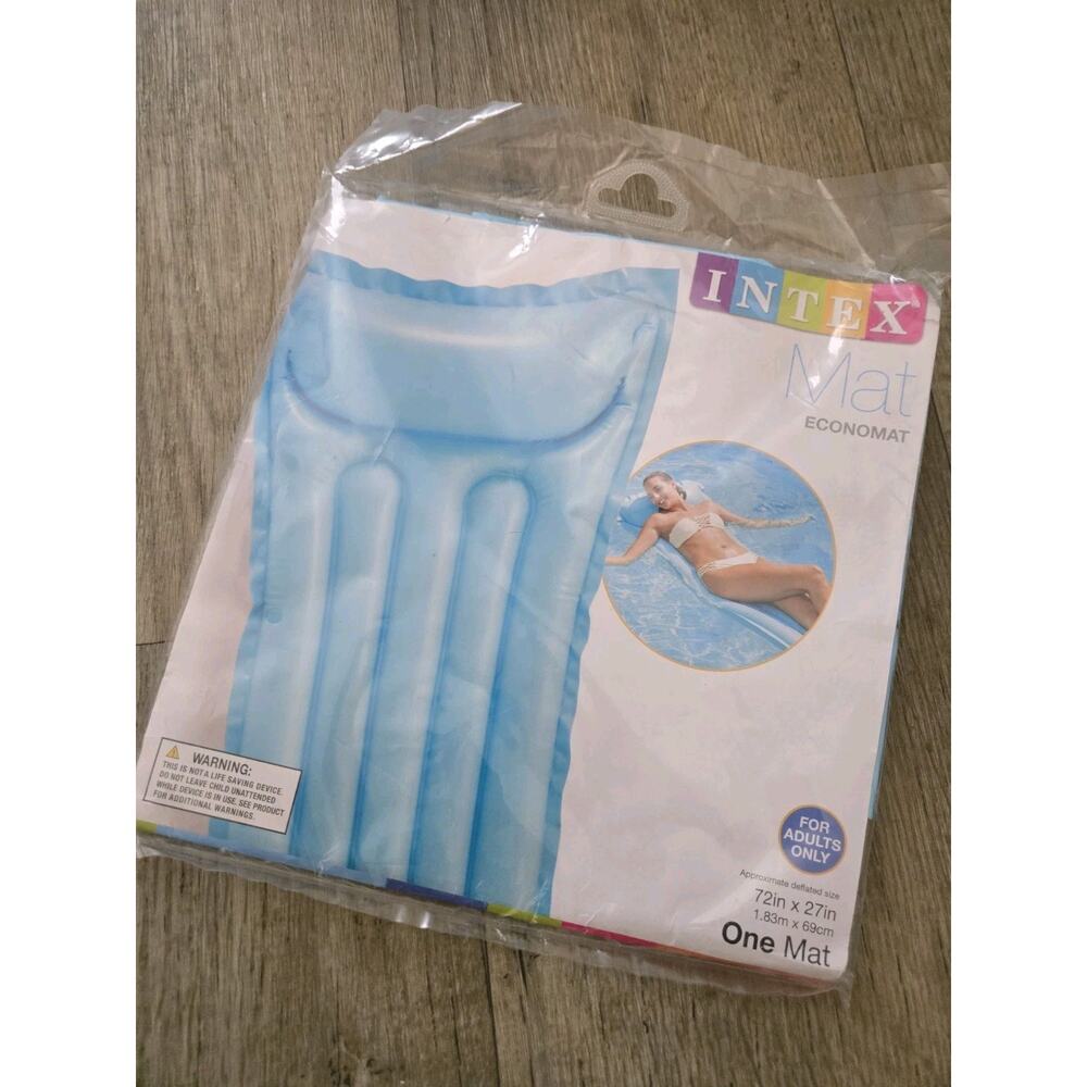INTEX ECONOMAT MAT #59703 Inflatable Floating Pool Lounge Raft Air Blue New